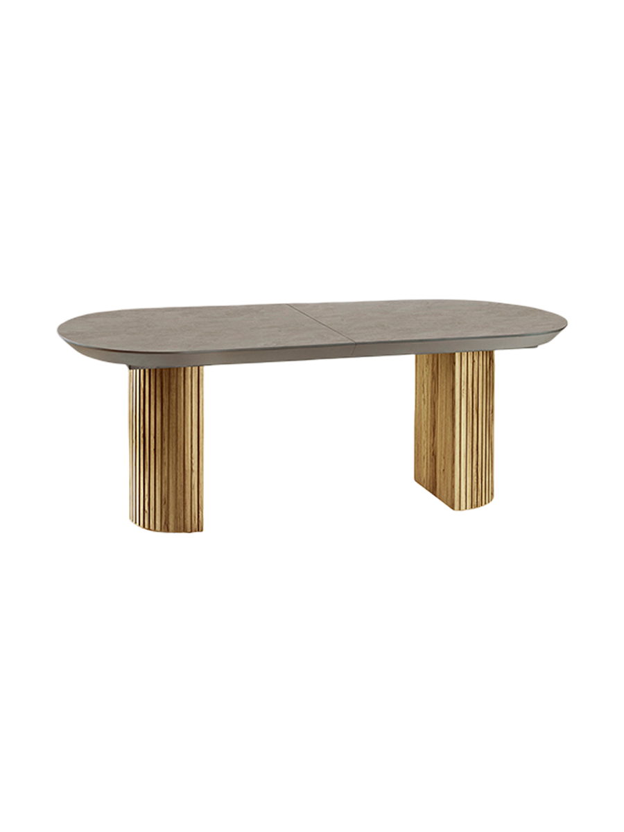 
Large, extendable designer dining table “Irati” 206–286 cm - Natural / Stone look