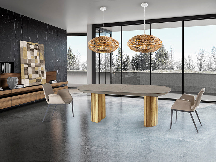 
Grande tavolo da pranzo allungabile di design «Irati» 206-286 cm - Naturale / Aspetto della pietra