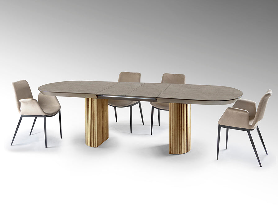 
Grande tavolo da pranzo allungabile di design «Irati» 206-286 cm - Naturale / Aspetto della pietra