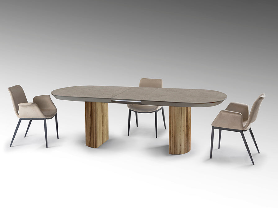 
Grande tavolo da pranzo allungabile di design «Irati» 206-286 cm - Naturale / Aspetto della pietra