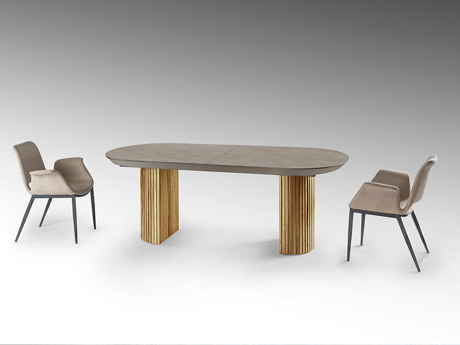 
Grande tavolo da pranzo allungabile di design «Irati» 206-286 cm - Naturale / Aspetto della pietra