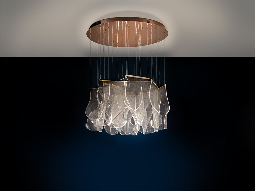 
Lampada a sospensione di design a LED «Velos XL», oro rosa