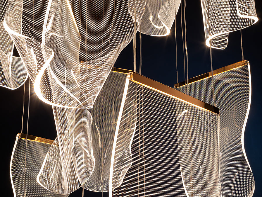 
Lampada a sospensione di design a LED «Velos XL», oro rosa