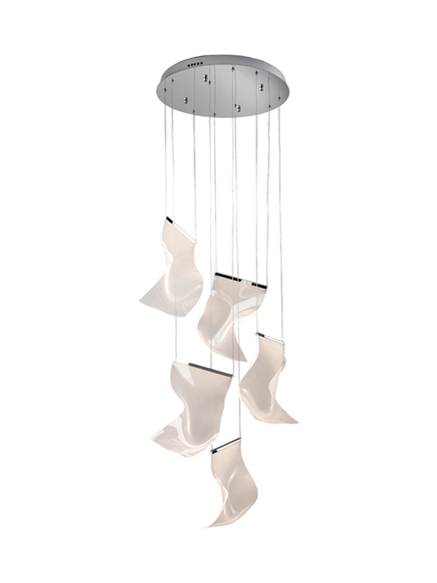 
Grosse LED Design Hängelampe „Velos“, Silber - ohne Fernbedienung