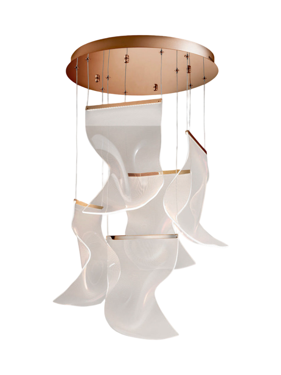 
Grosse LED Design Hängelampe „Velos“, Roségold