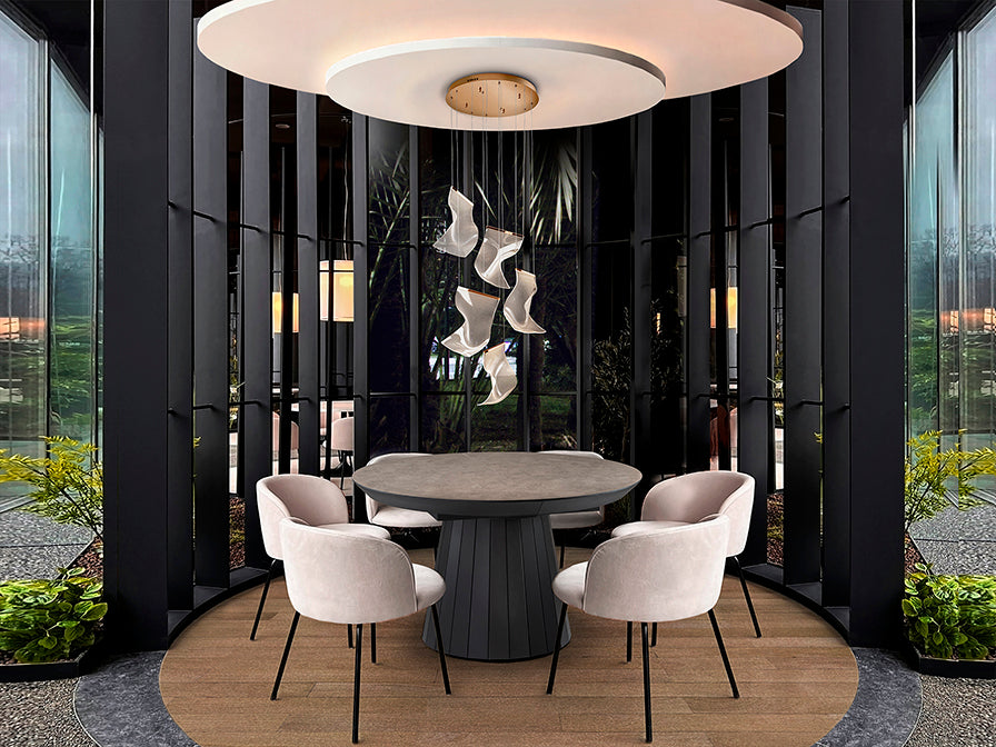 
Grosse LED Design Hängelampe „Velos“, Roségold