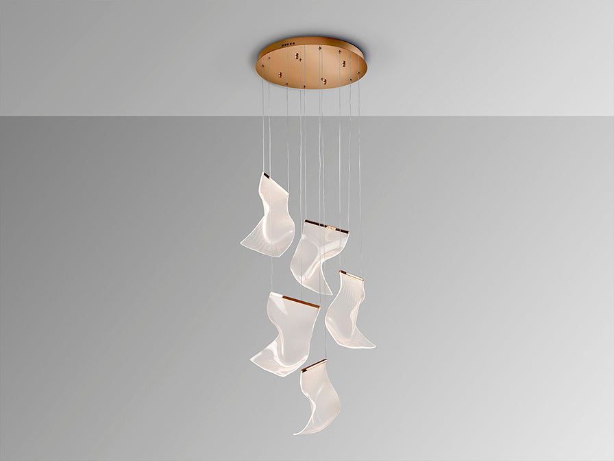 
Large designer LED pendant light “Velos”, rose gold