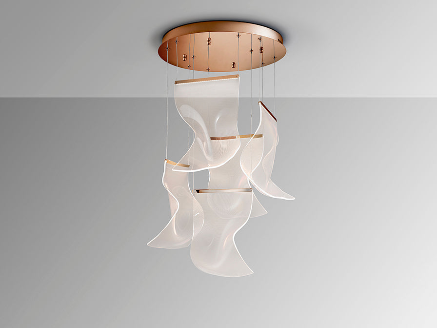 
Large designer LED pendant light “Velos”, rose gold