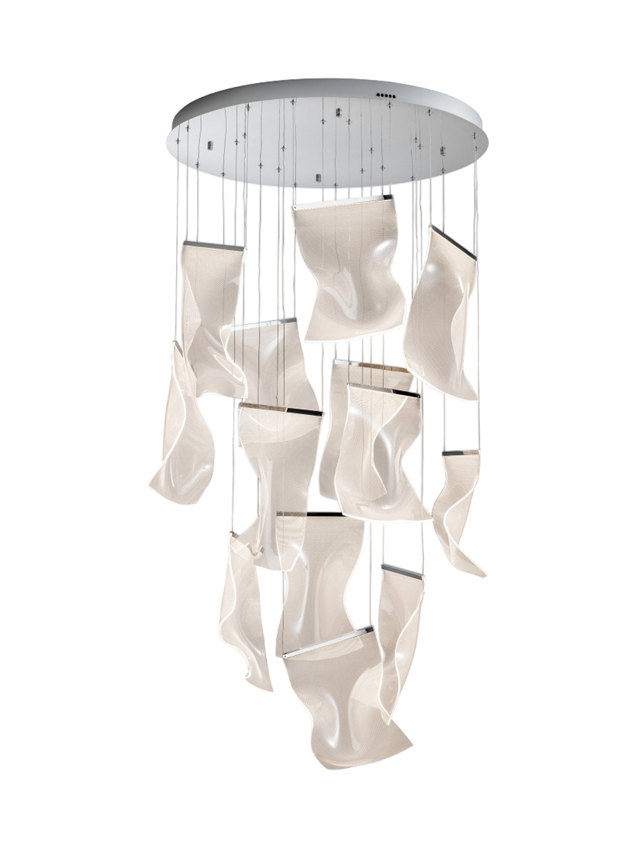 
Grosse LED Design Hängelampe „Velos XL“ mit Fernbedienung - Silber