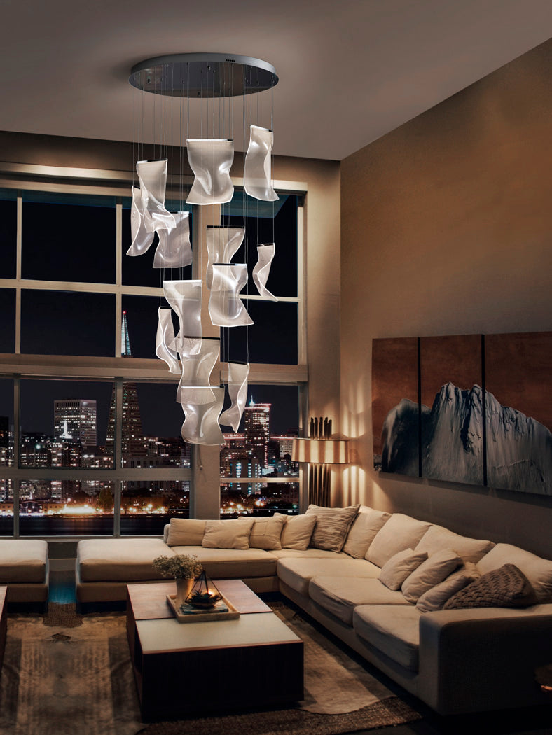 
Grande lampada a sospensione di design a LED «Velos XL» con telecomando - Argento
