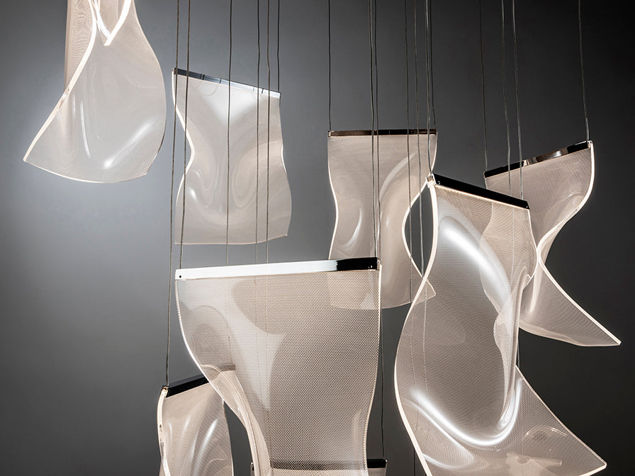 
Grande lampada a sospensione di design a LED «Velos XL» con telecomando - Argento