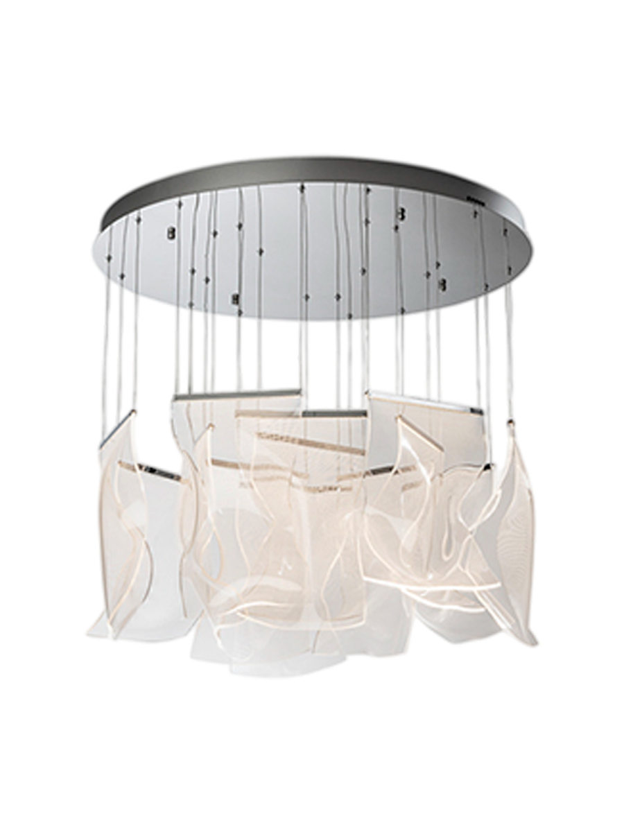 
Grande lampada a sospensione di design a LED «Velos XL» con telecomando - Argento