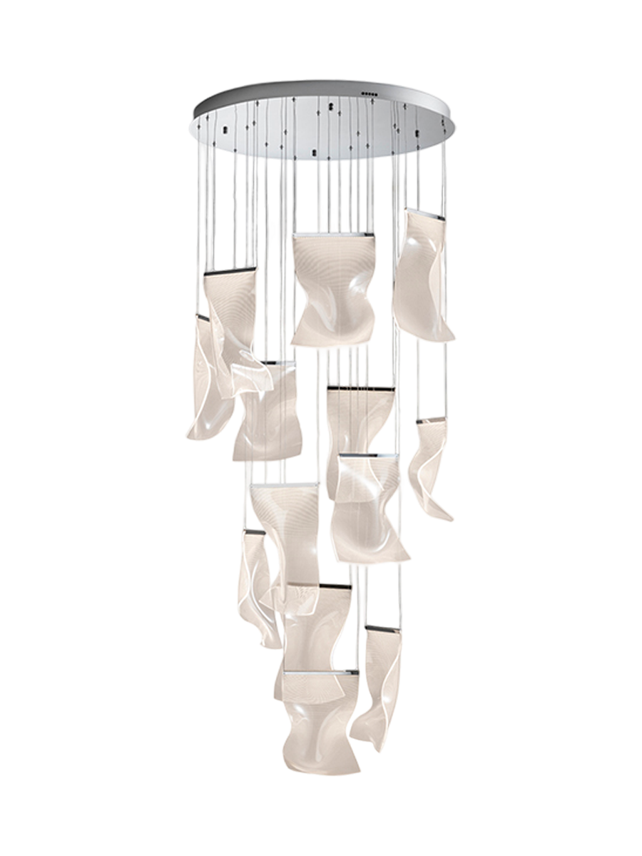 
Grande lampada a sospensione di design a LED «Velos XL» con telecomando - Argento
