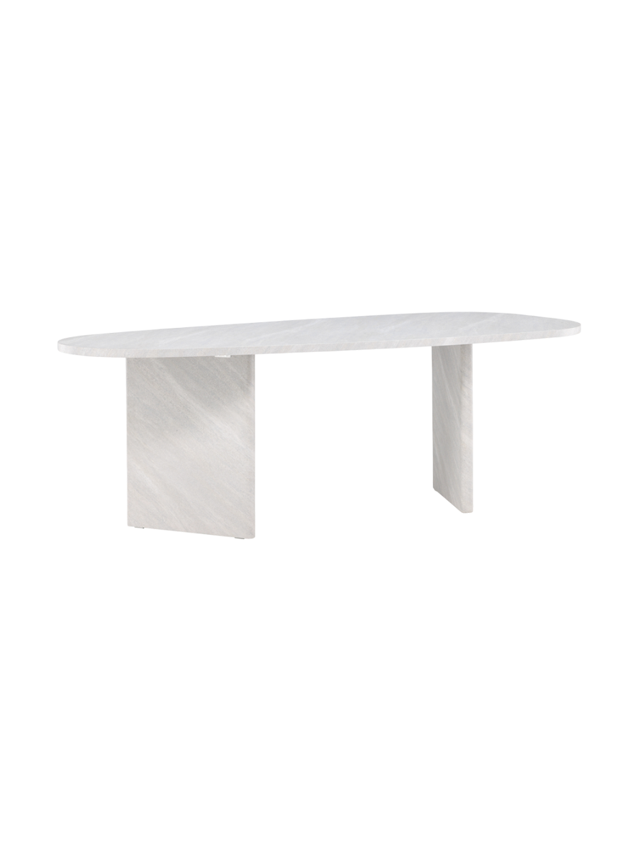 
Table à manger ovale design « Grönvik » - 220 x 100 cm - Marbré blanc