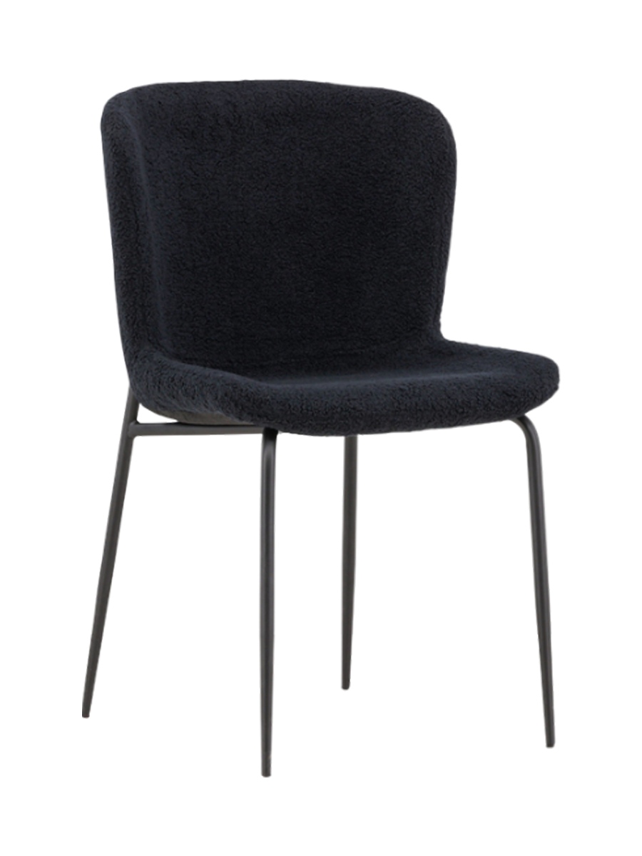 
Sedia da pranzo dal design moderno „Modesto“ con rivestimento bouclé - Bouclé Nero