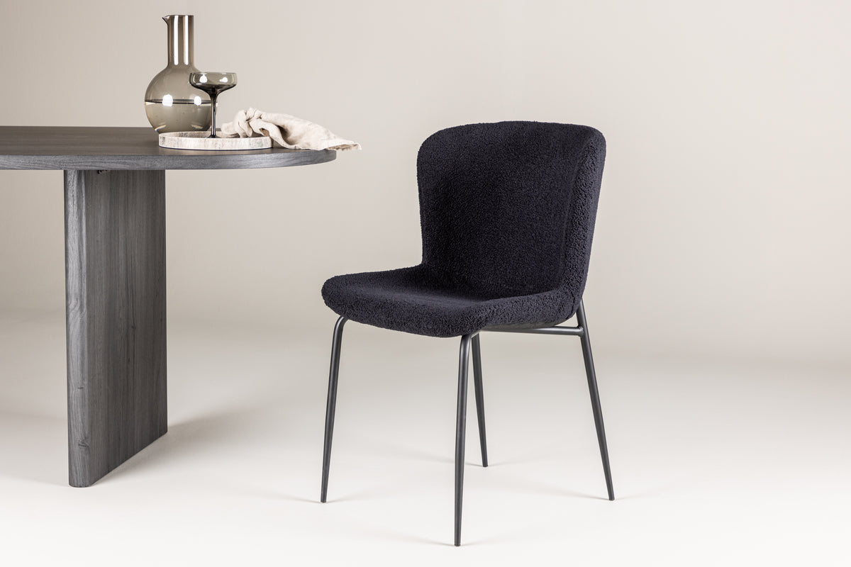 
Sedia da pranzo dal design moderno „Modesto“ con rivestimento bouclé - Bouclé Nero