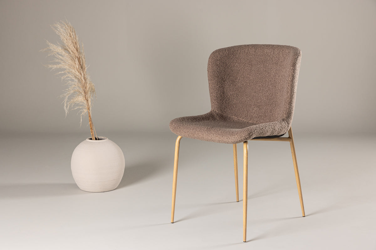 
Sedia da pranzo dal design moderno „Modesto“ con rivestimento bouclé - Bouclé talpa