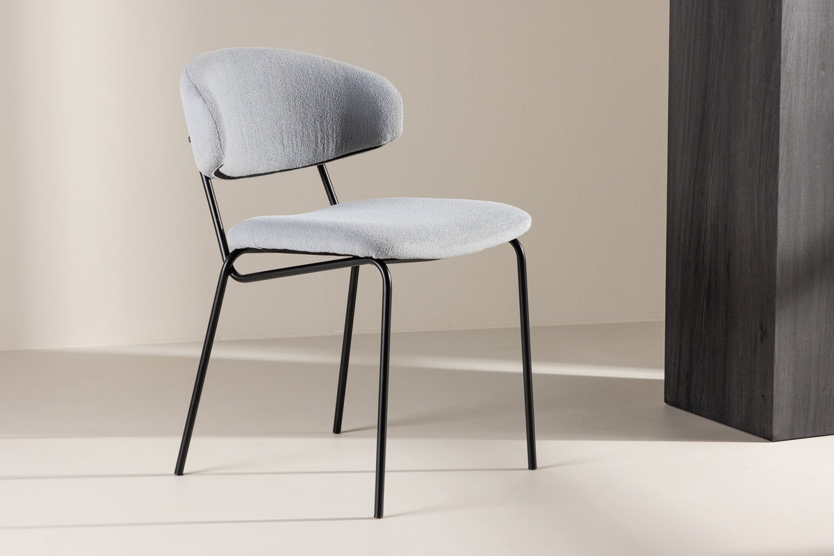 
Sedia da pranzo di design „Chico“ - Bouclé Azzurro chiaro