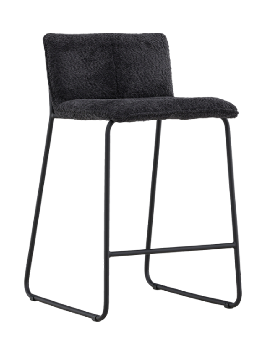 
Designer Bar Stool "Bisbee" - Black bouclé
