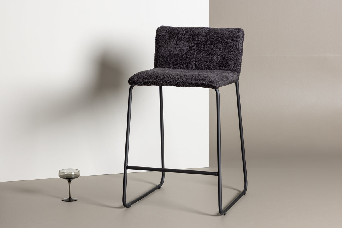 
Designer Bar Stool "Bisbee" - Black bouclé