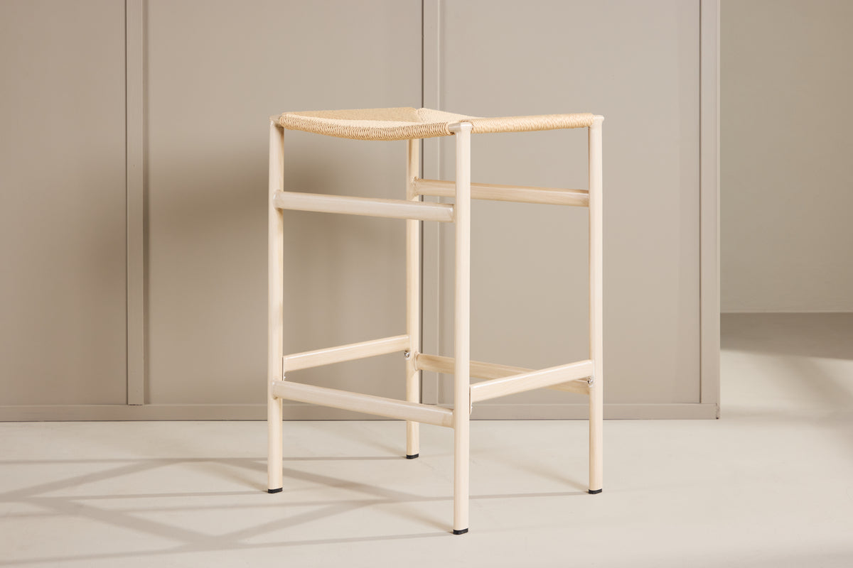
Design Barhocker „Polly“ - Whitewash/Beige