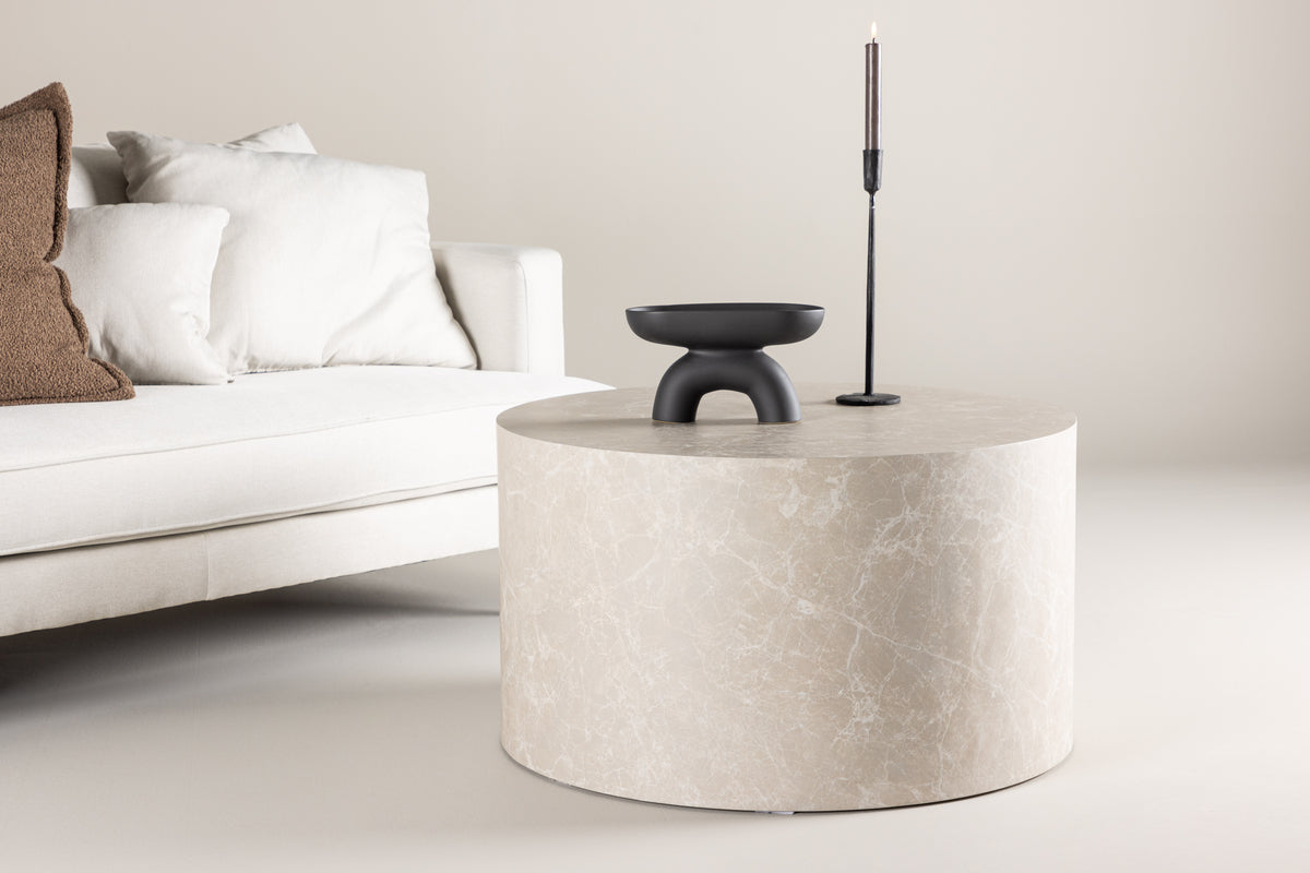 
Round Designer Coffee Table "York" - Ø 80 cm - Beige Marble Effect