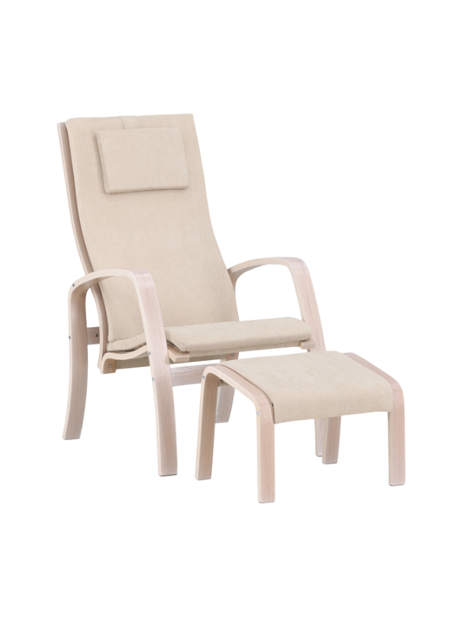 
Fauteuil design « Grötö » avec repose-pieds - Beige