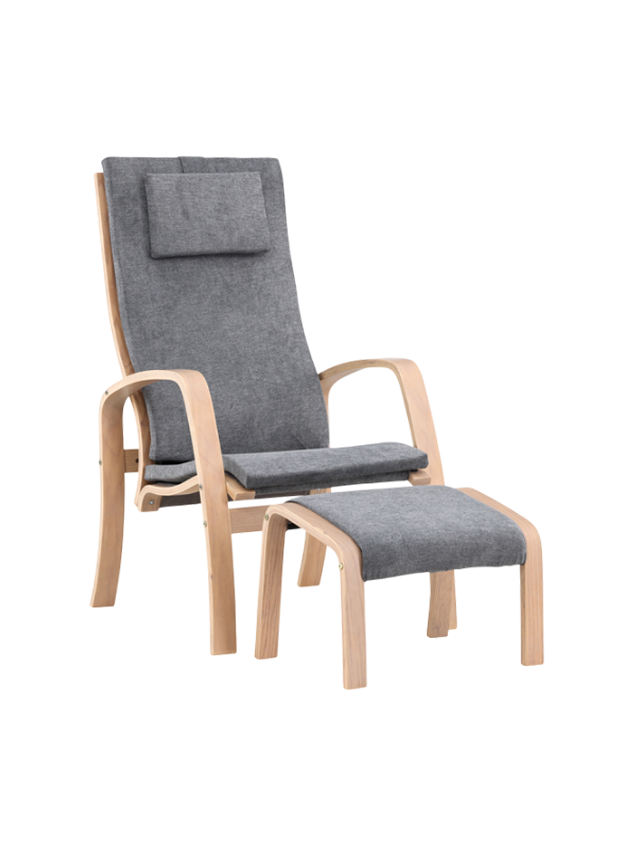 
Fauteuil design « Grötö » avec repose-pieds - Gris