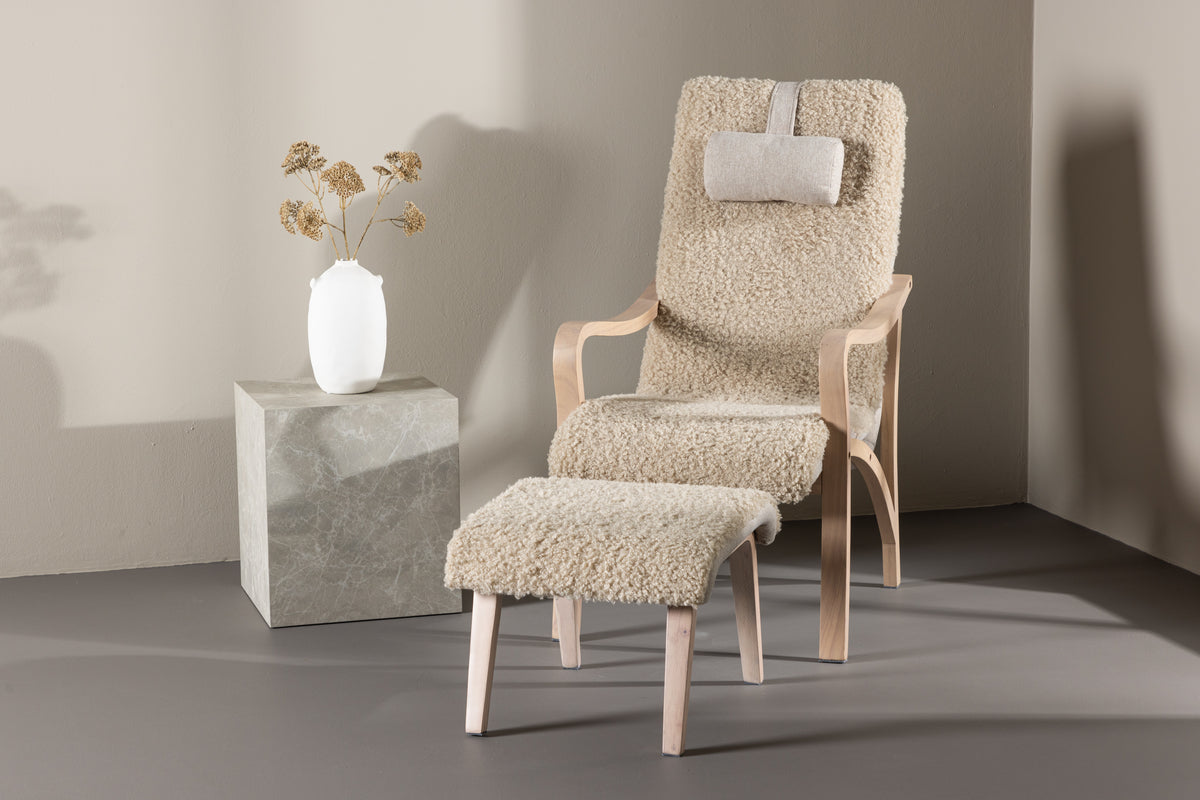 
Fauteuil design « Faro » avec repose-pieds - Beige