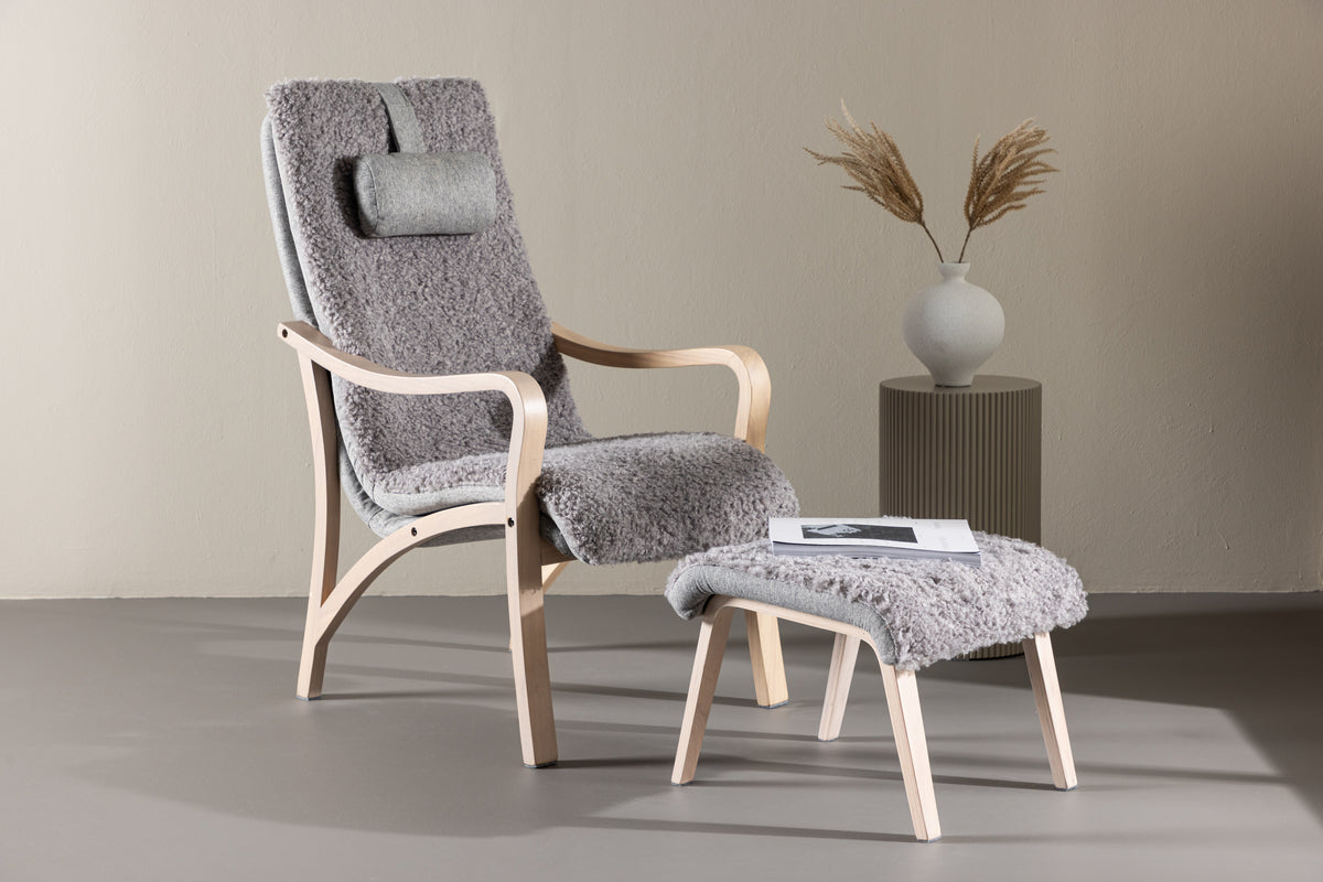 
Fauteuil design « Faro » avec repose-pieds - Gris