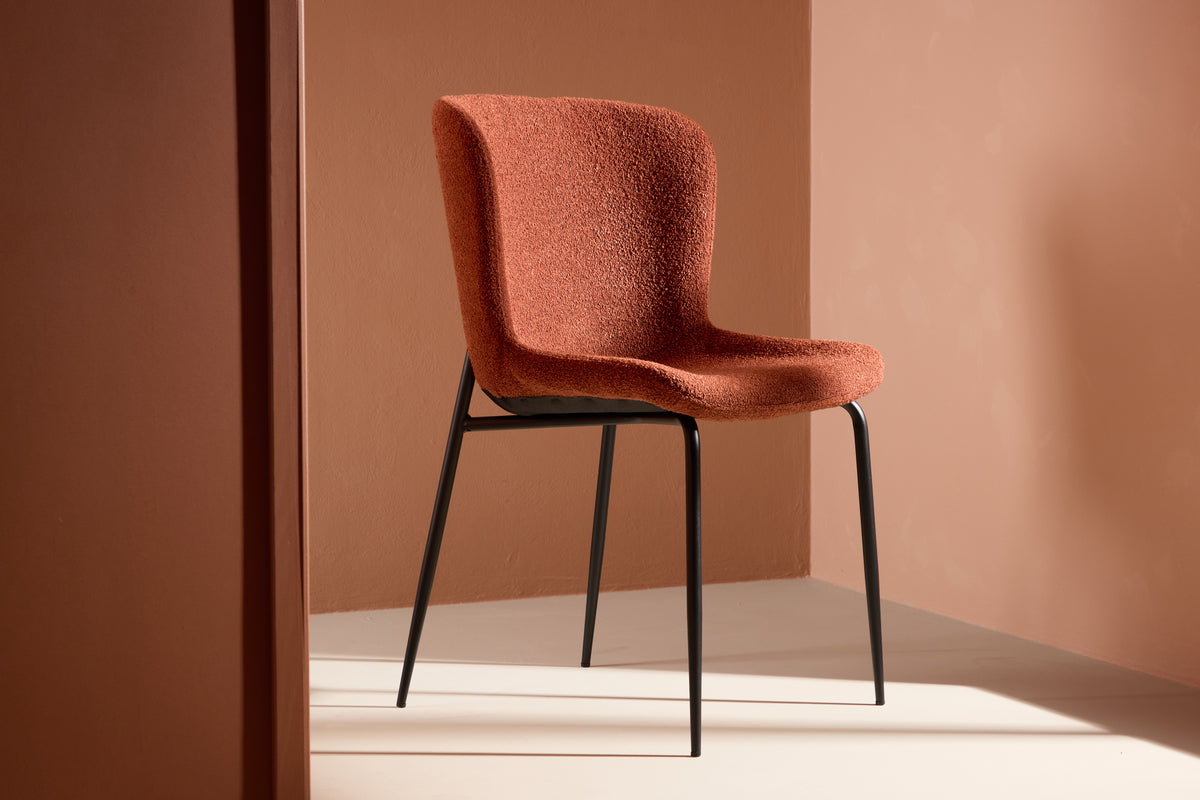 
Sedia da pranzo dal design moderno „Modesto“ con rivestimento bouclé - Bouclé Terracotta