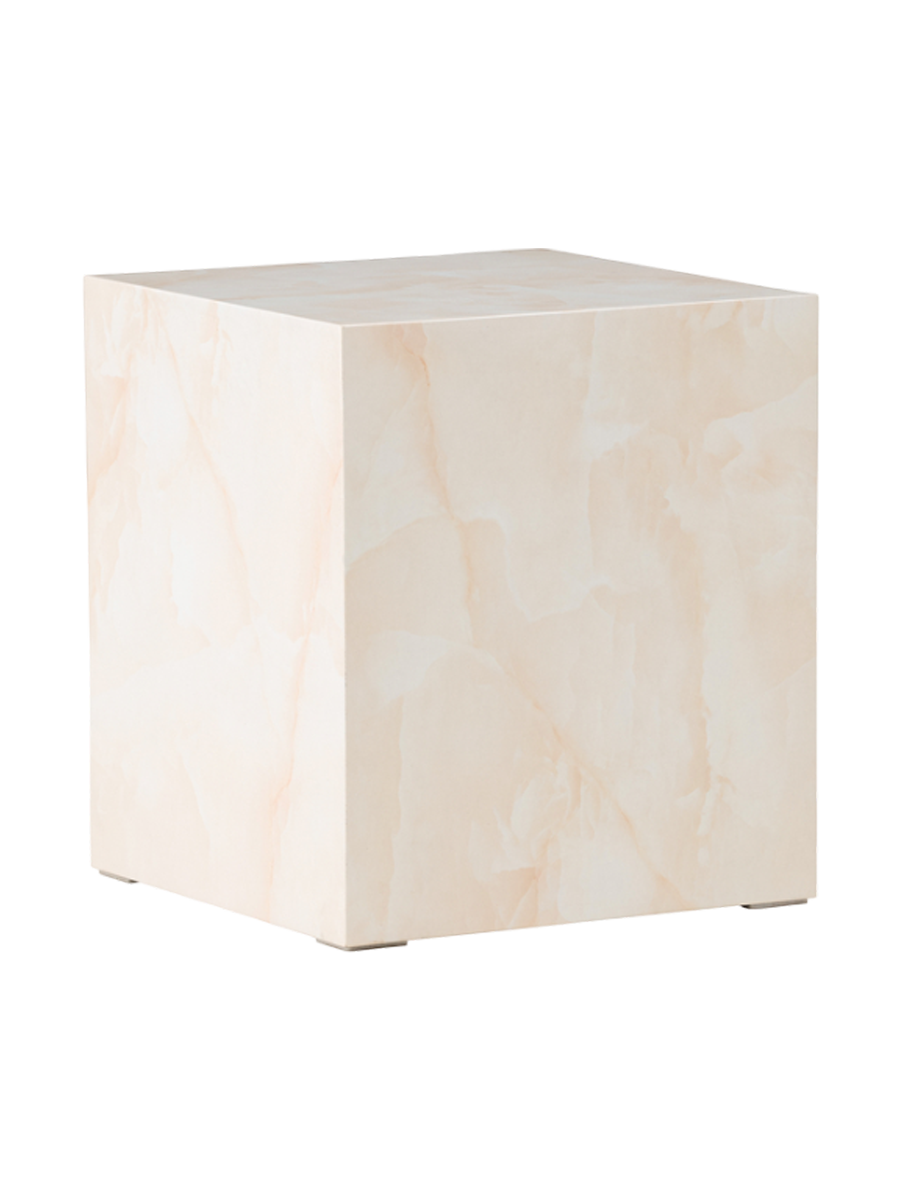 
Designer Side Table "York high" - 40 x 40 cm - Marble-look Cream