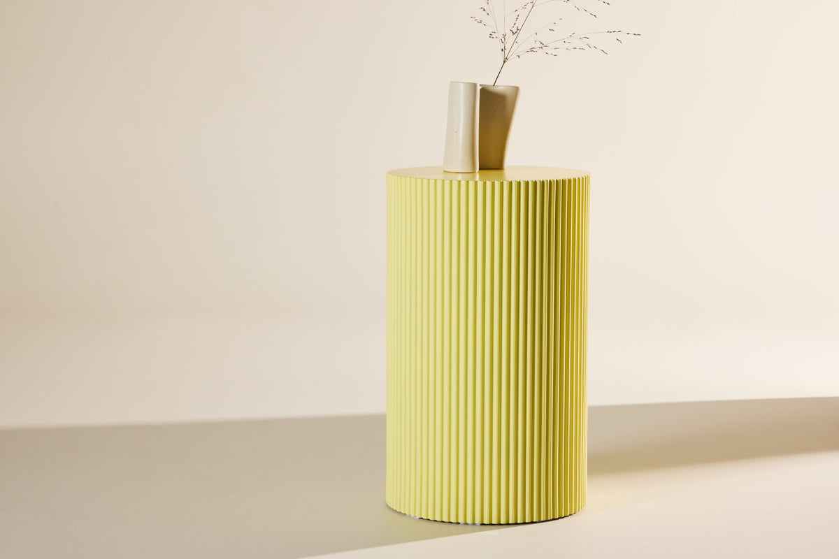 
Table d'appoint et sellette de fleurs design « Lenox » - Jaune