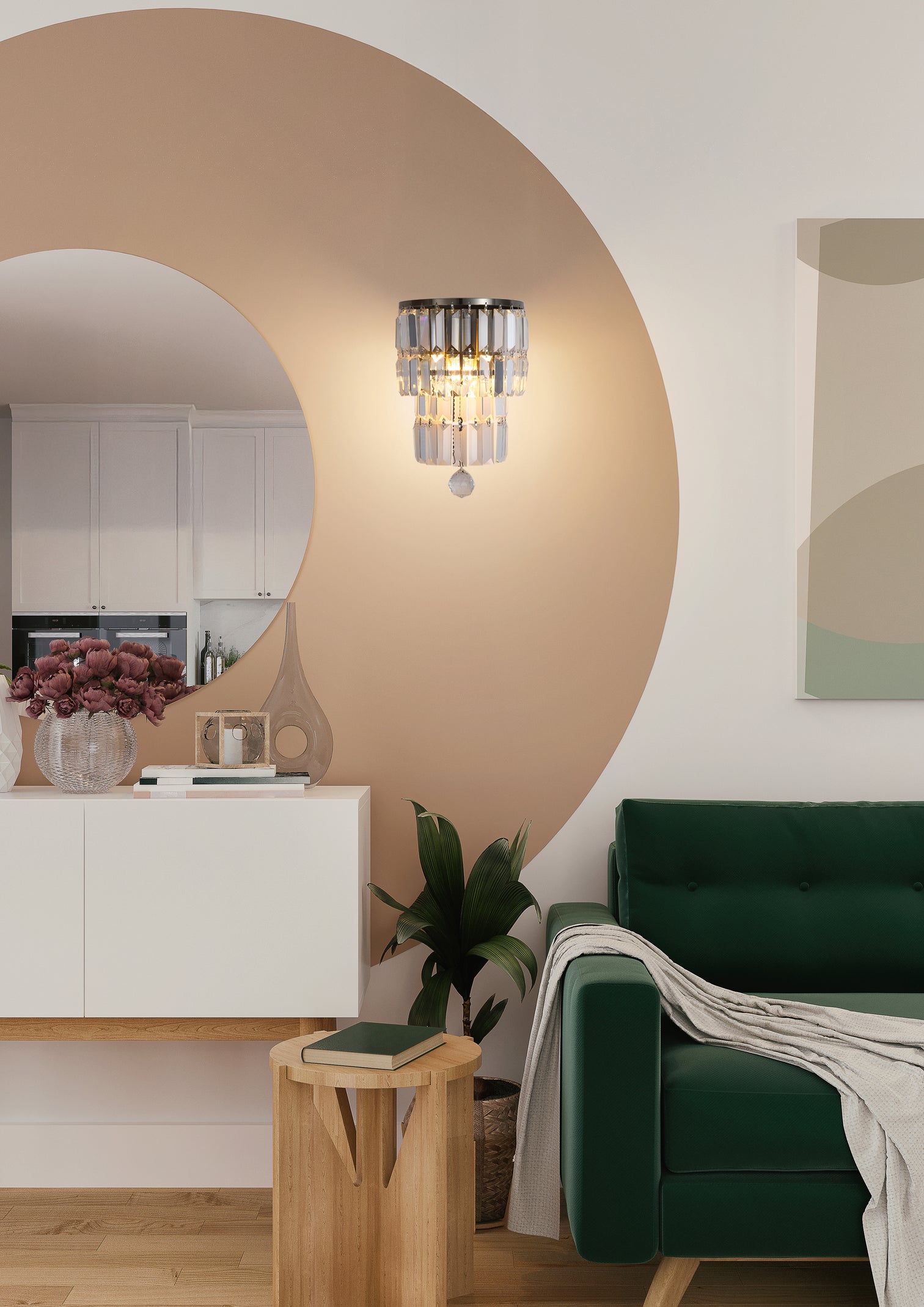 
Exclusive, dimmable "Empire" wall lamp - Brass/Clear