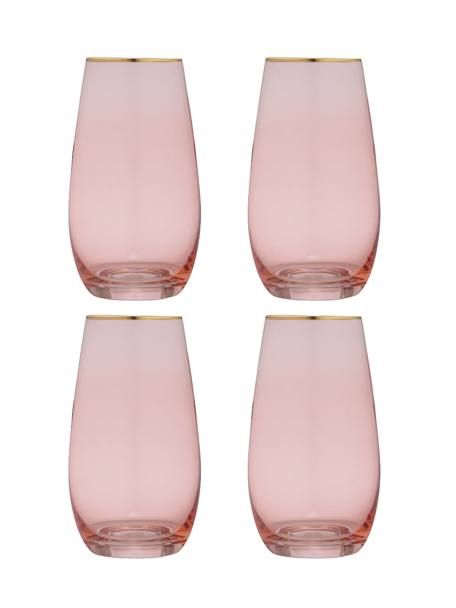 
Handmade "Chloe" Long Drink Glasses, Set of 4 - Peach