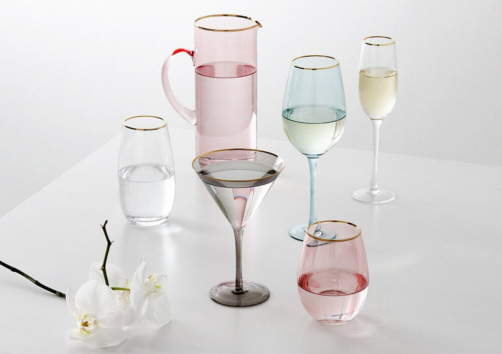
Handmade "Chloe" Long Drink Glasses, Set of 4 - Peach