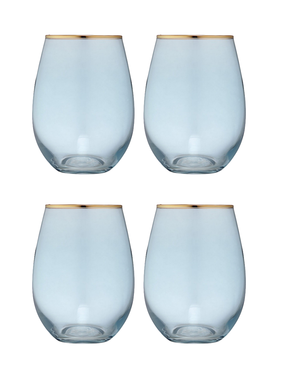 
Handmade "Chloe" Tumbler Glasses, Set of 4 - Water