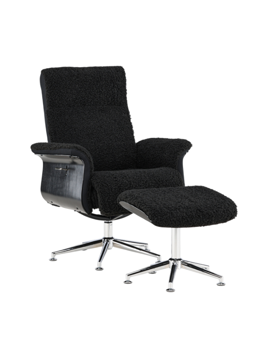 
Fauteuil de relaxation design « Hagön » avec repose-pieds - Noir