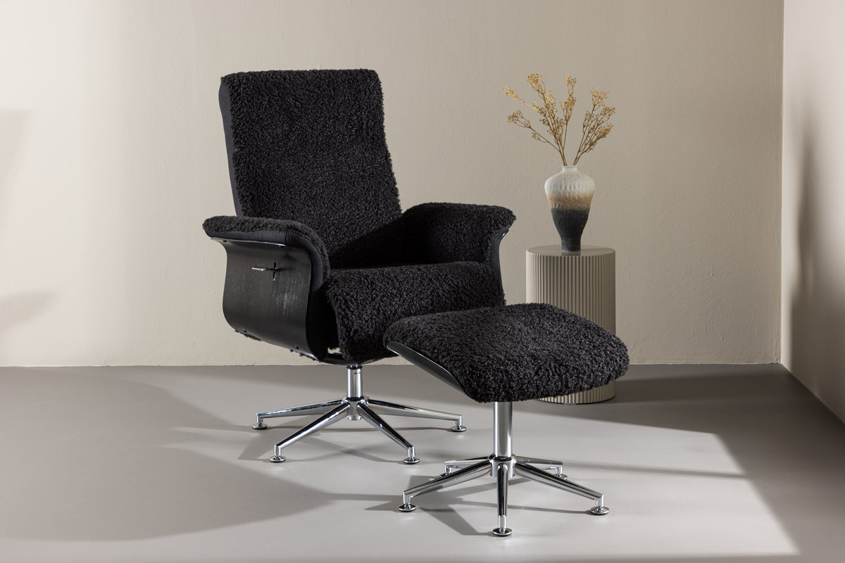
Fauteuil de relaxation design « Hagön » avec repose-pieds - Noir