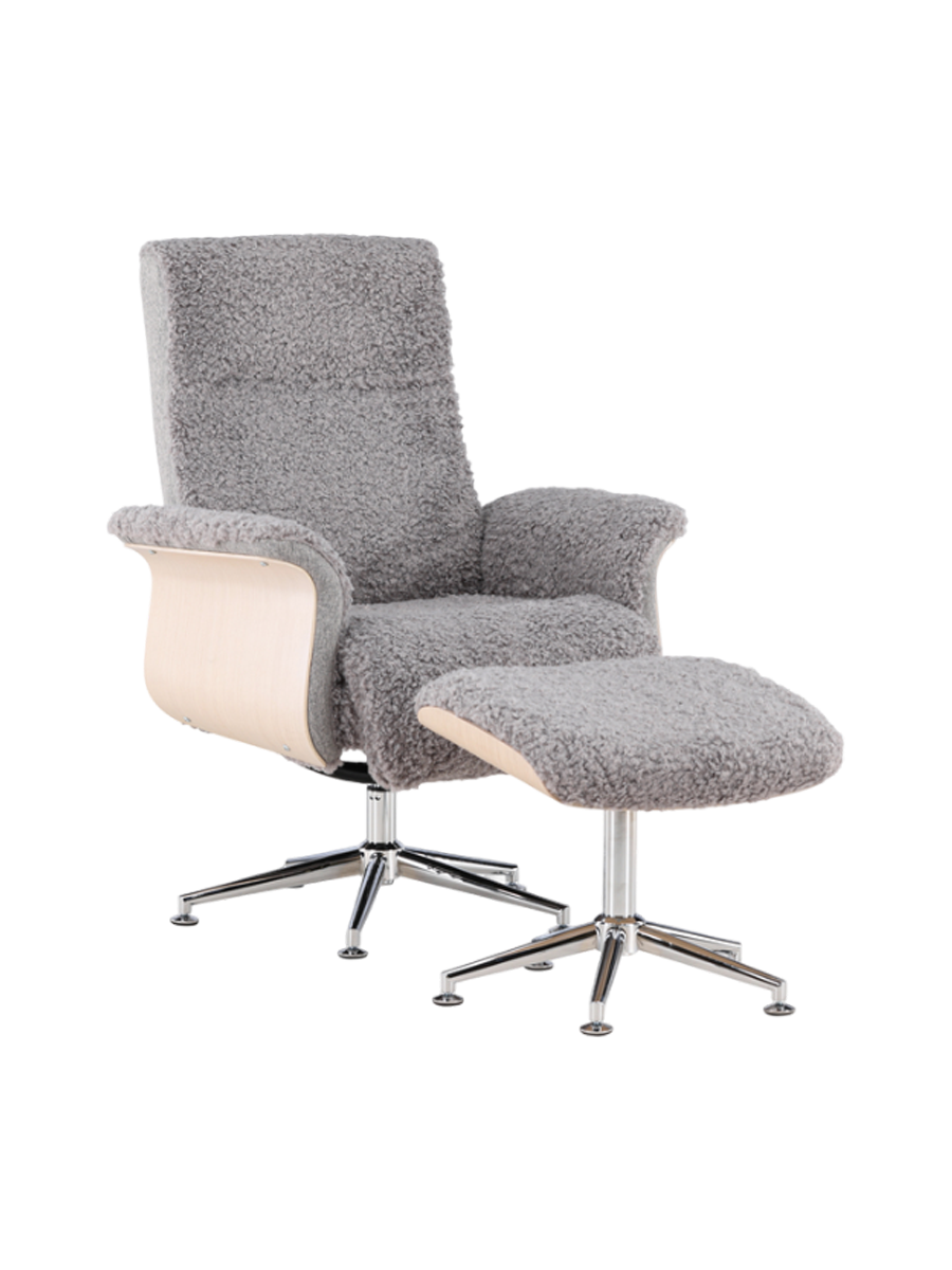 
Fauteuil de relaxation design « Hagön » avec repose-pieds - Gris