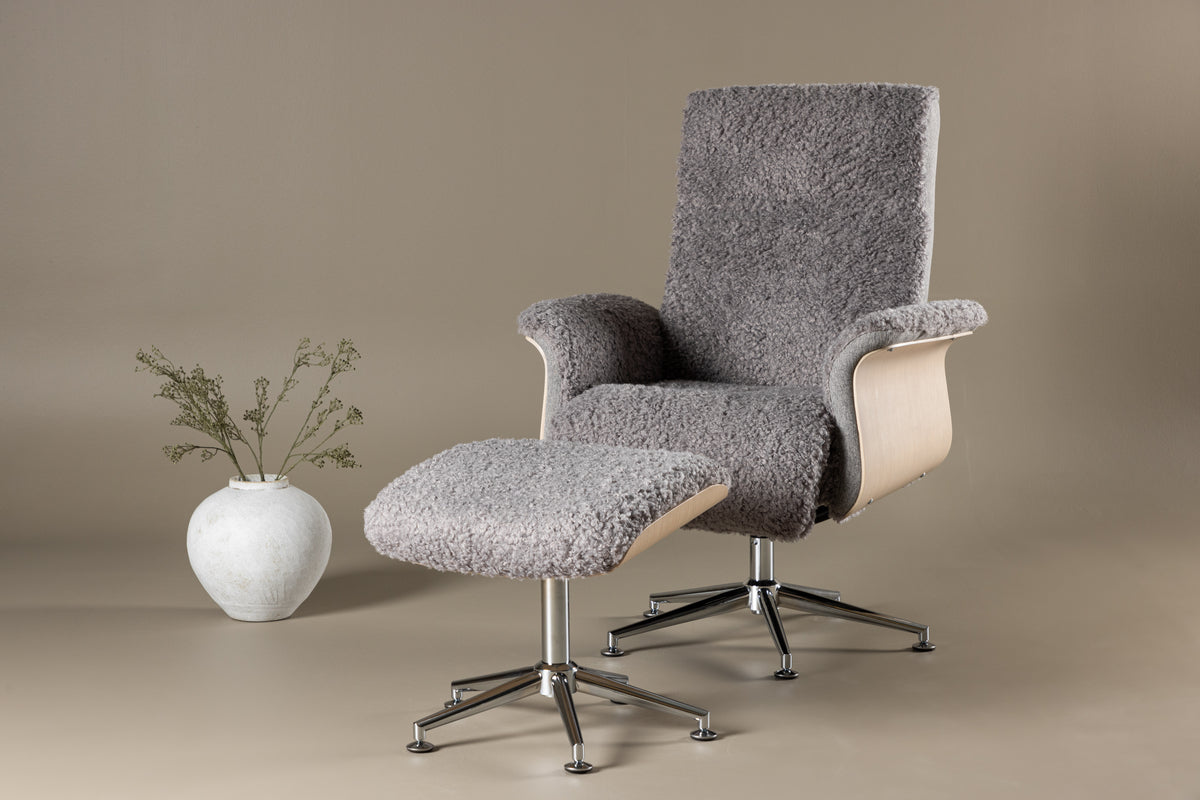 
Fauteuil de relaxation design « Hagön » avec repose-pieds - Gris