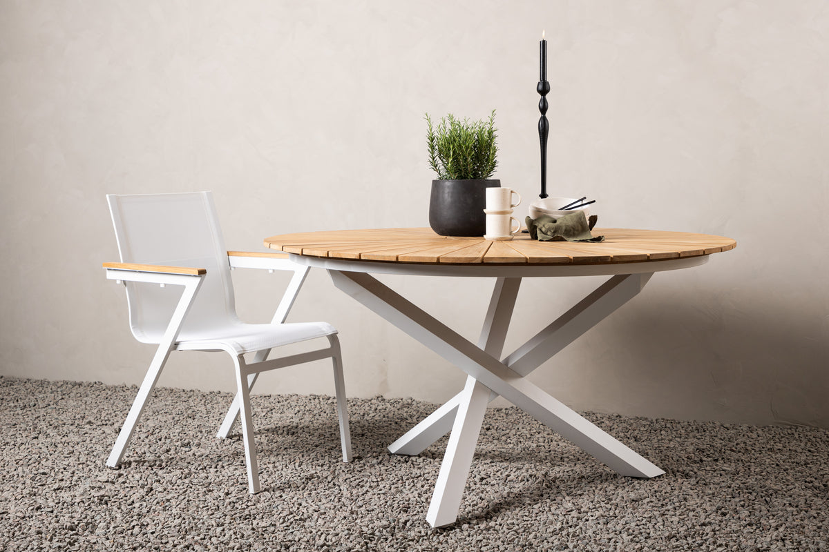 
Gartentisch „Mexico“ aus Teakholz Ø 140 cm - Weiss