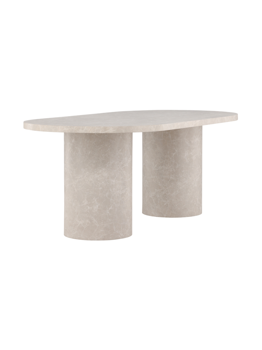 
Ovaler Design Esstisch „Narvik“ 200 x 100 cm, Marmoroptik Beige