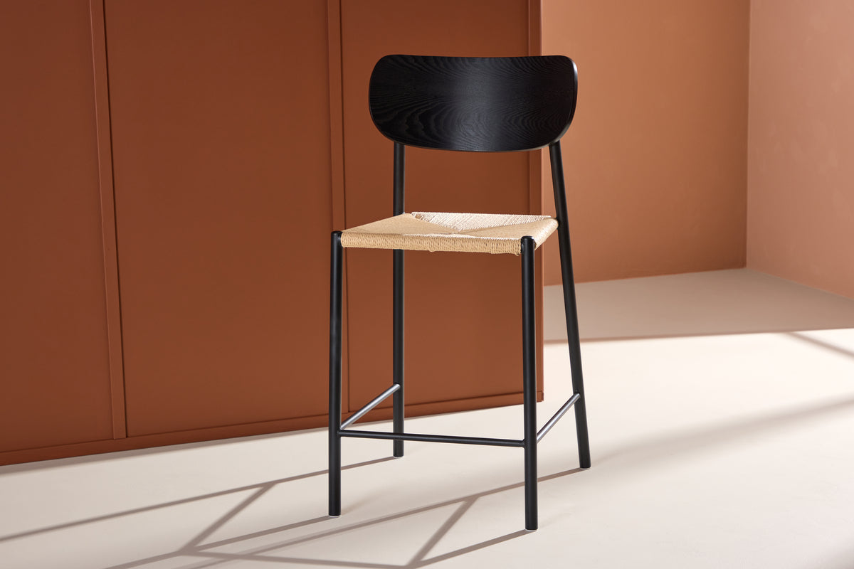 
Design Barstuhl „Polly“ - Schwarz/Beige