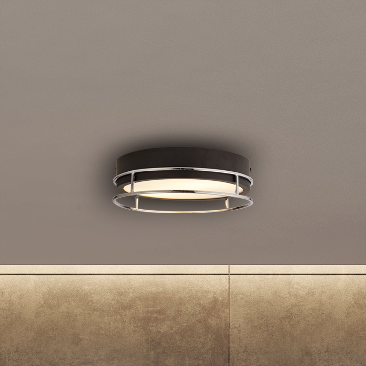 
Plafonnier/luminaire de salle de bain design dimmable « Phoenix » Ø 30 cm - Argent