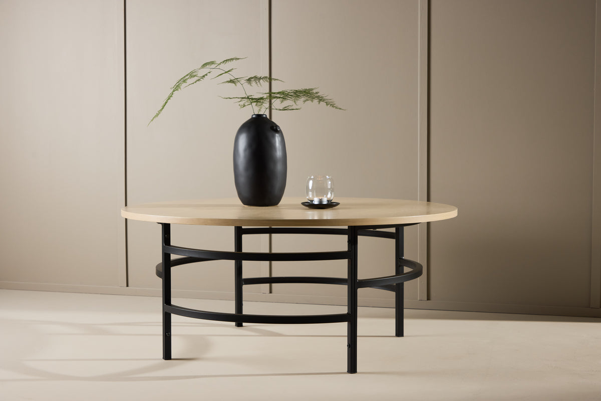 
Tavolino da caffè rotondo di design „Copenhagen“ Ø 100 cm - Naturale / Nero