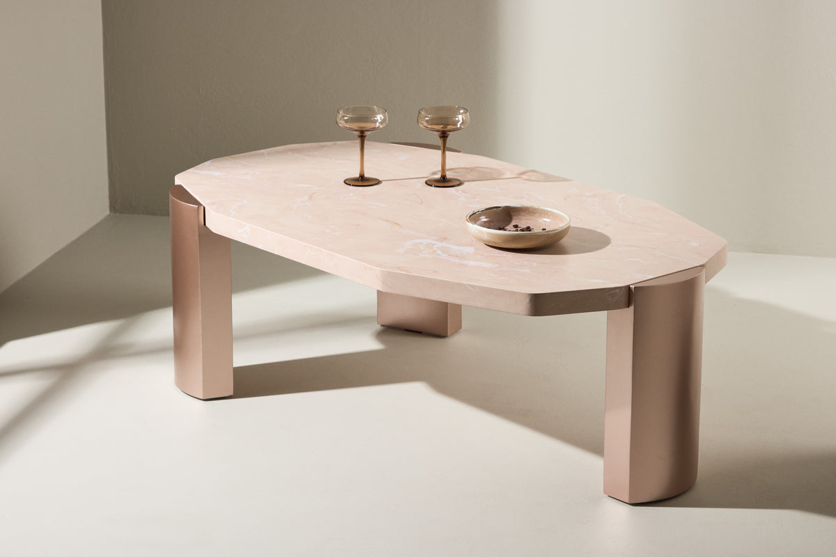 
Tavolino da caffè di design „Kress“ - Rosa/Oro