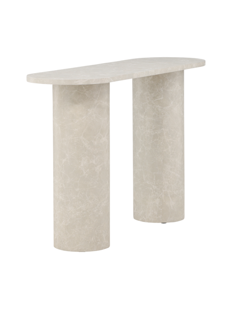 
Oval Design Console Table "Narvik" 130 x 80 cm, Marble Look Beige