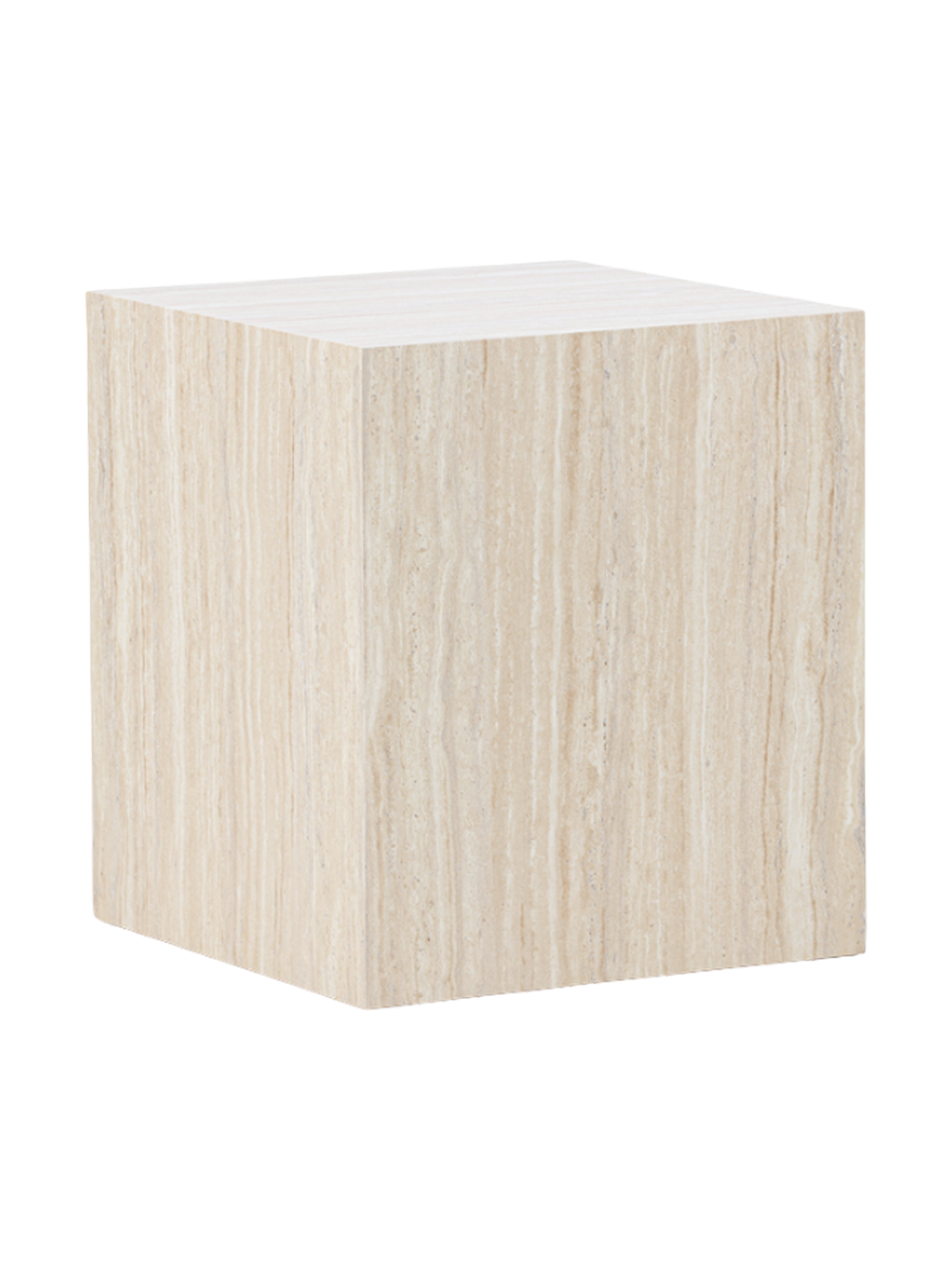 
Designer Side Table "York high" - 40 x 40 cm - Travertine Look