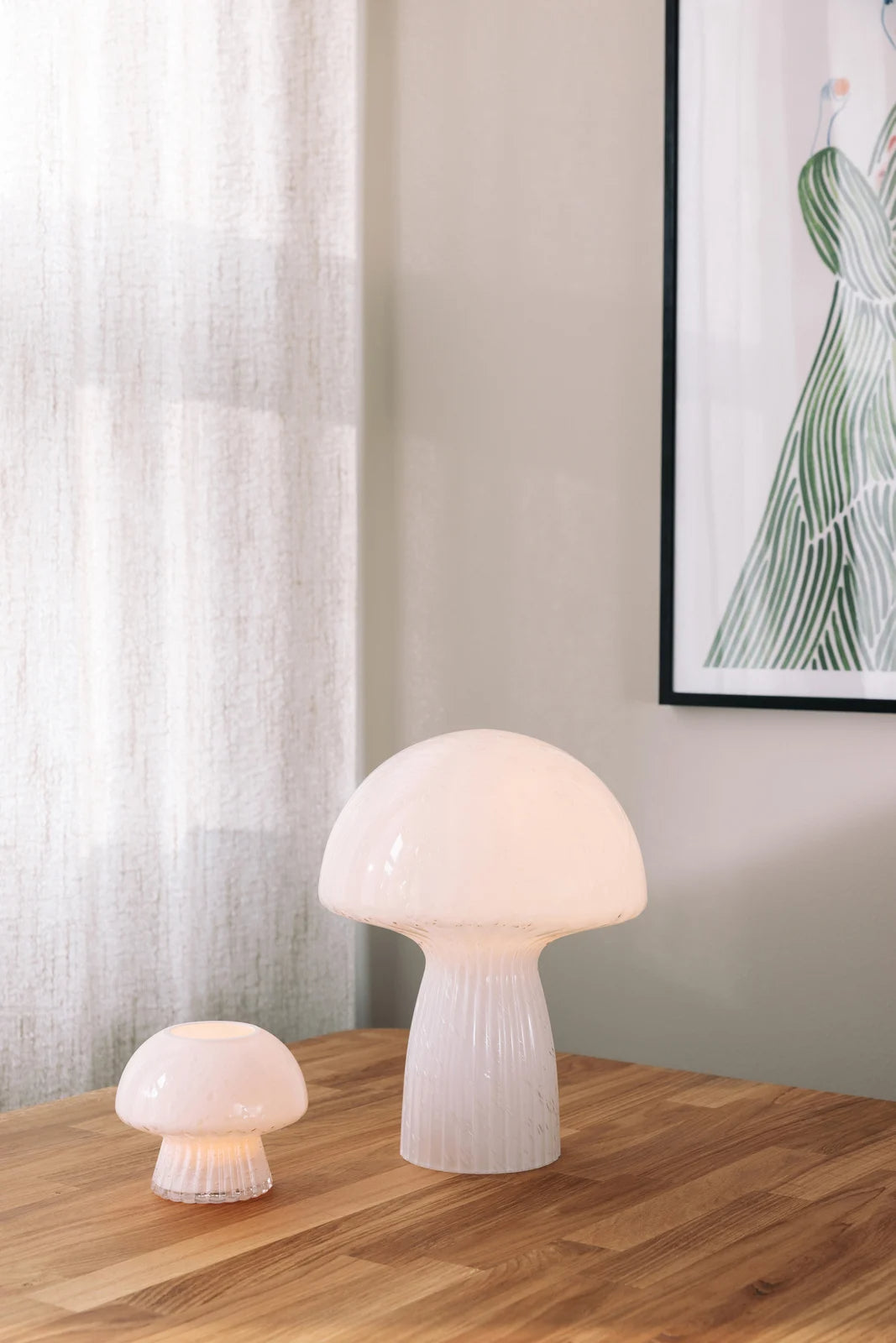 
Lampada da tavolo di design «Fungo» in vetro soffiato a bocca, bianco